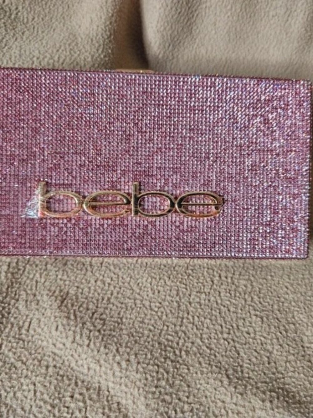 bebe Pink Glitter Crossbody Bag with Gold Logo